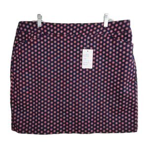 NWT Croft & Barrow Skort Women's 16 Reg Navy w/ Red Flowers Effortless Stretch
